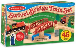 Melissa&Doug - Set Trenulet din lemn cu pod pivotant