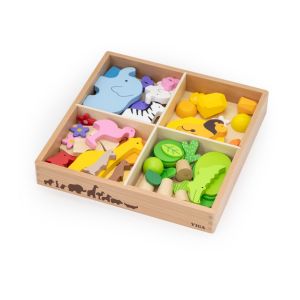 Blocuri din lemn colorate Povesti Tropicale (55 piese), Viga