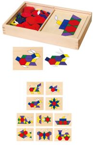 Set mozaic Tangram din lemn cu modele, Viga