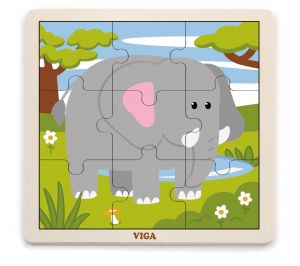 Puzzle din 9 piese mari - elefant, Viga