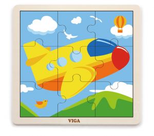 Puzzle din 9 piese mari - avion, Viga