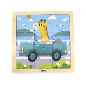 Puzzle din 9 piese mari - Masina, Viga