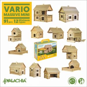 Set constructie arhitectura Vario Massive Mini, 91 piese mari din lemn, Walachia