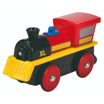 Locomotiva Eichhorn motorizata cu 4 functii, galben cu rosu