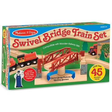 Melissa&Doug - Set Trenulet din lemn cu pod pivotant