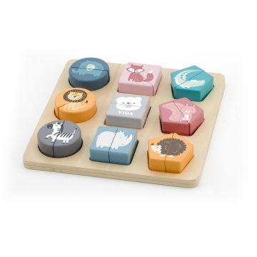 Puzzle din cuburi din lemn cu animale salbatice, PolarB Viga