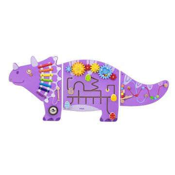 Jucarie de perete cu activitati - Dinozaur Triceratops, Viga