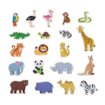 Set magnetic Animale salbatice din lemn (20 piese), Viga