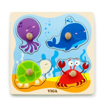 Puzzle cu manere Animale din ocean, Viga