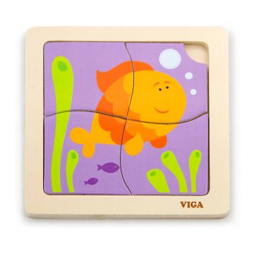 Puzzle din lemn din 4 piese mari - peste, Viga