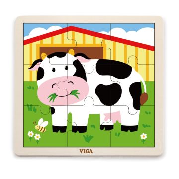 Puzzle din 9 piese mari - vaca, Viga