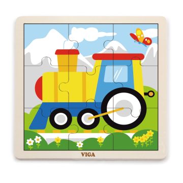 Puzzle din 9 piese mari - tren, Viga