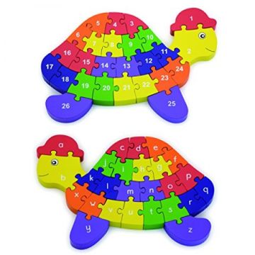 Puzzle din lemn 3D cu litere si cifre - broscuta testoasa, Viga