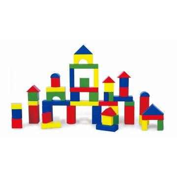 Cuburi de construit din lemn, colorate, 3.5 cm, 50 buc, Viga
