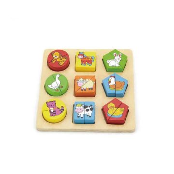 Puzzle din cuburi din lemn cu animale, Viga