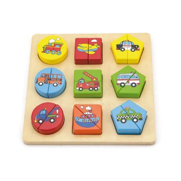 Puzzle din cuburi din lemn cu mijloace de transport, Viga