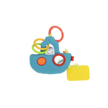 Mini Tug Boat, Barcuta senzoriala pentru bebelusi, cu oglinda si inel de dentitie, Dolce