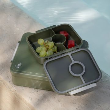 Caserolă gustări din Tritan cu 3 compartimente, verde