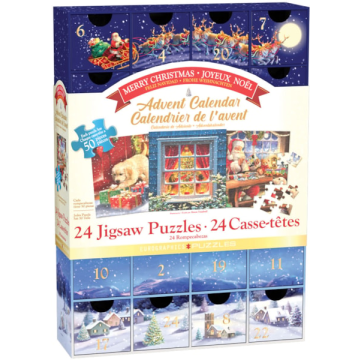 Calendar de Advent Craciun Fericit, 24 puzzle-uri, 50 piese