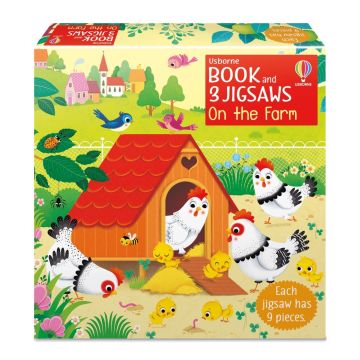 Carte cu 3 puzzle-uri de podea: On the Farm, Usborne