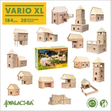 Set constructie arhitectura Vario XL, 184 piese din lemn, Walachia