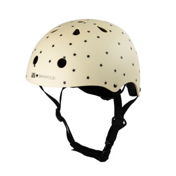 Casca de protectie, Banwood, cu captusala din spuma, din ABS, crem cu stelute, 3 ani+
