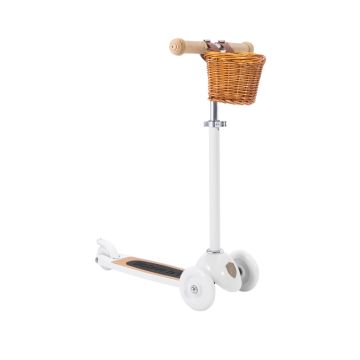 Trotineta cu trei roti, Banwood, inaltime reglabila, cadru aluminiu, alba, 3 ani+