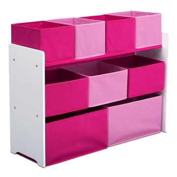Organizator jucarii cu cadru din lemn Deluxe White Pink
