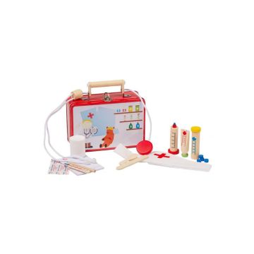 Set joaca De-a doctorul, in cutie metalica, 16 accesorii, MAMAMEMO