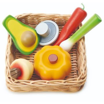 Cos cu legume, din lemn premium, 6 piese, Tender Leaf Toys