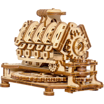 Motor V8 puzzle mecanic 3D, Wooden.City