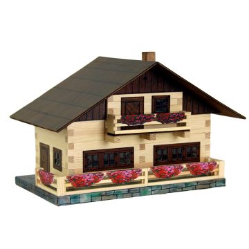 Set constructie arhitectura Pensiune alpina, 195 piese din lemn, Walachia
