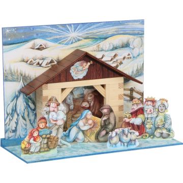 Set constructie arhitectura Ieslea din Betleem, 68 piese din lemn, Walachia