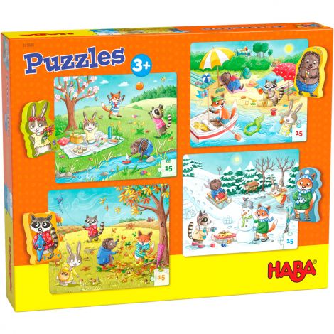 Set 4 puzzle-uri cu figurine Anotimpurile, HABA