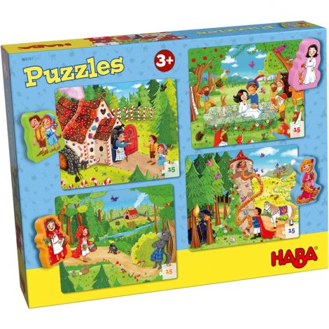Set 4 puzzle-uri cu figurine In lumea basmelor, HABA
