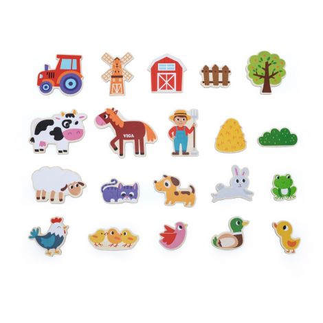 Set magnetic Animale de la ferma din lemn (20 piese), Viga_