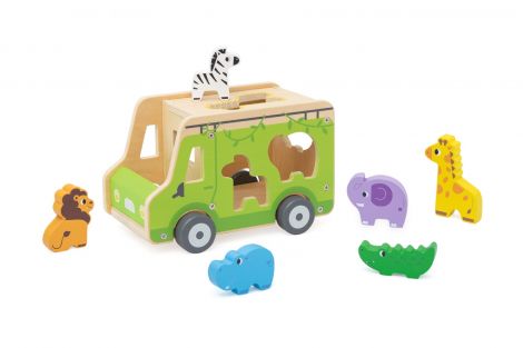 Camion din lemn cu sortare forme Animale Salbatice, Viga