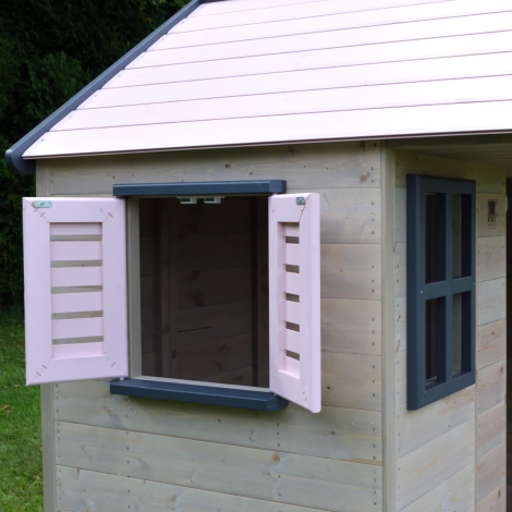 Casuta de gradina Pastel Pink Adventure Cottage cu platforma, tobogan si leagan dublu (M60PPN), Wendi Toys