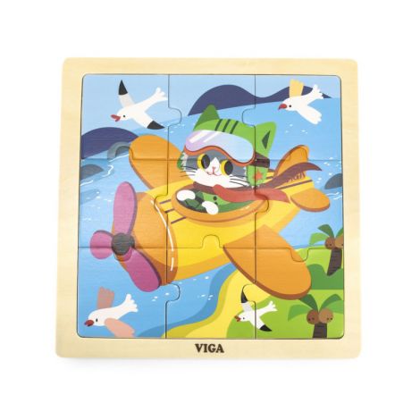 Puzzle din 9 piese mari - Avion, Viga