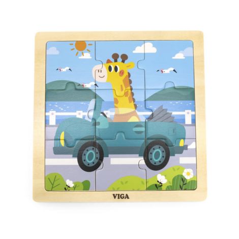 Puzzle din 9 piese mari - Masina, Viga