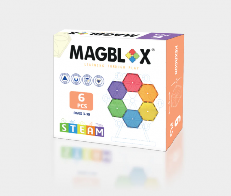 Set magnetic Magblox - 6 piese magnetice hexagon pentru constructie