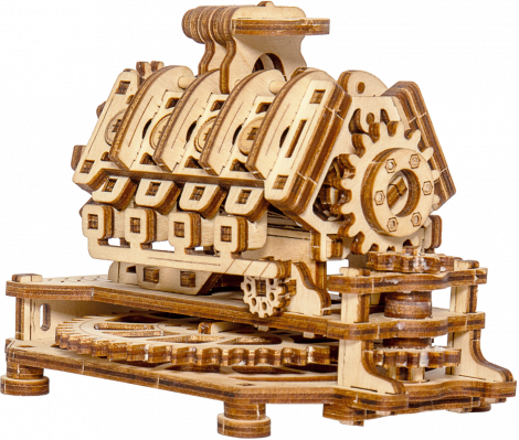 Motor V8 puzzle mecanic 3D, Wooden.City