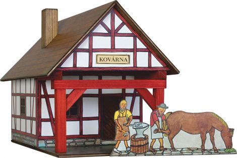Set constructie arhitectura Fierarie cu grinzi, 39 piese din lemn, Walachia
