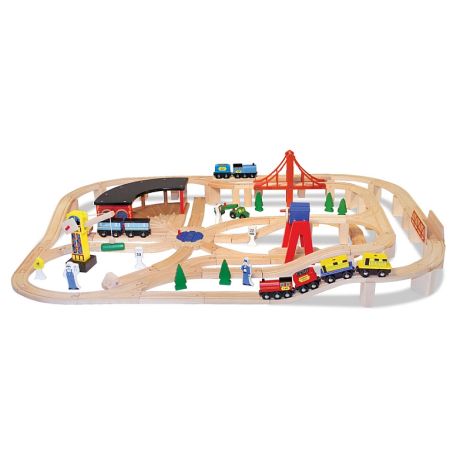 Set Trenulet din lemn cu depou Melissa and Doug