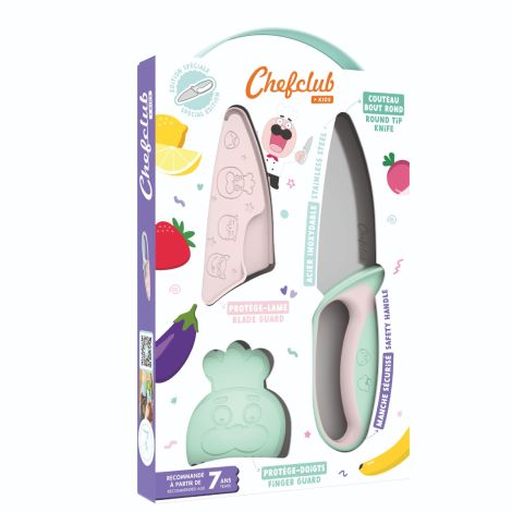 Kit cutit de Bucatar pentru Copii, Roz si Verde pastel, Chefclub Kids