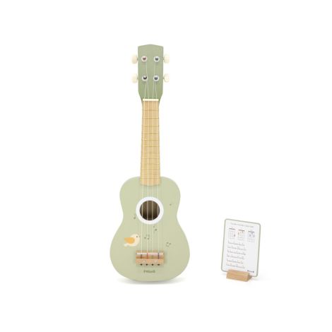 Ukulele verde din lemn pentru copii, jucarie muzicala Montessori