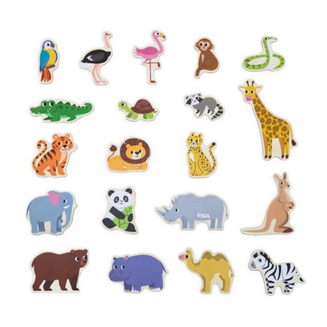 Set magnetic Animale salbatice din lemn (20 piese), Viga